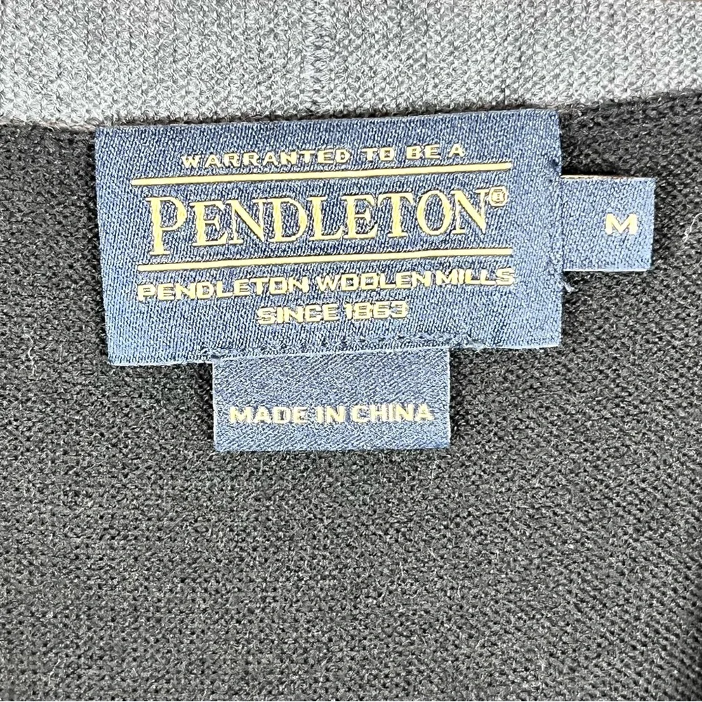 Pendleton Merino Wool Grey & Black Cardigan Size Medium